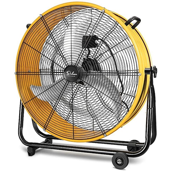 Simple Deluxe Drum Fan, 24 in Blade Dia, 30 in H x 30 in L x 10 in W, Steel, White HIFANXDRUM24 - main